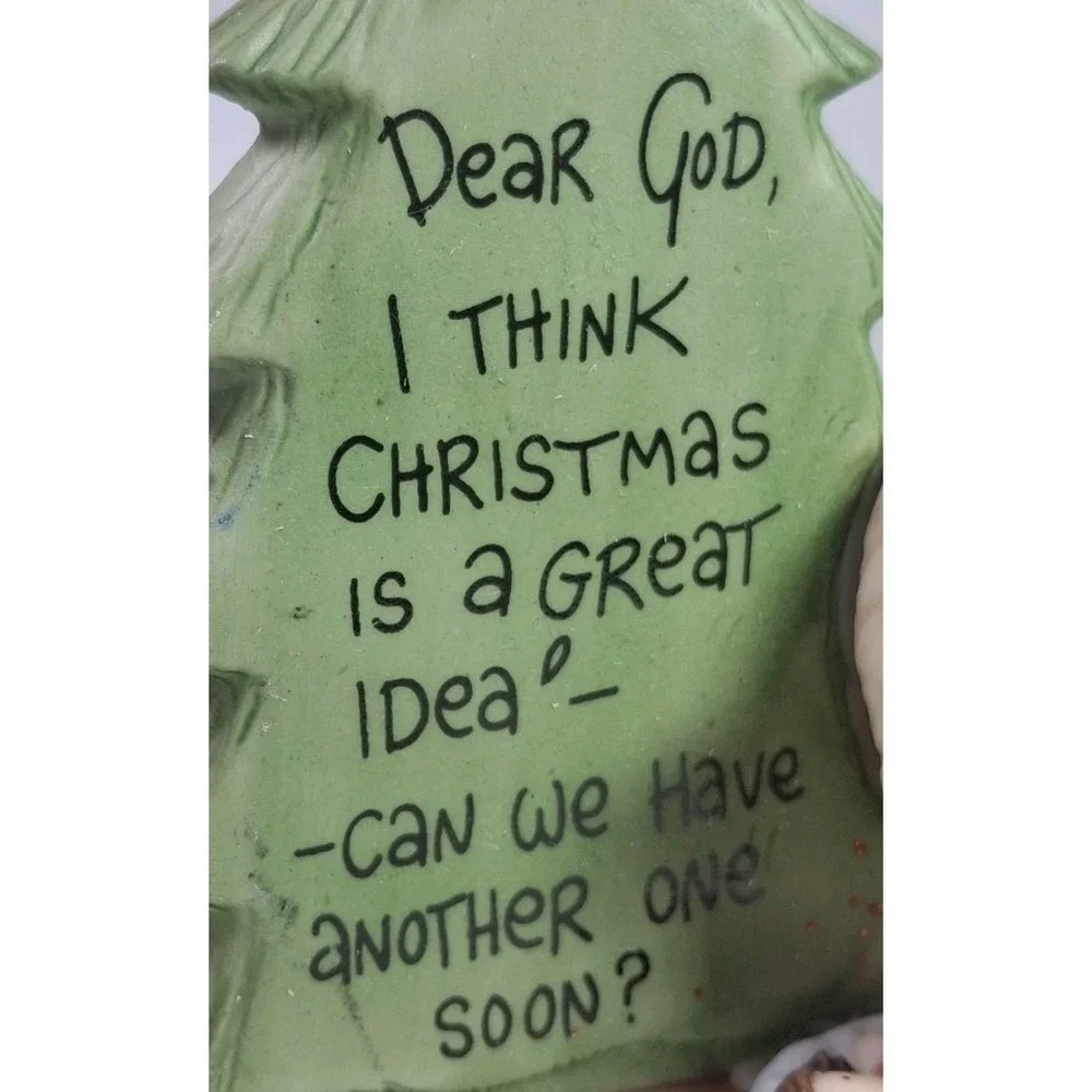 1983 Enesco Dear God Kids Merry Christmas Tree Prayer Baby Jesus Figurine